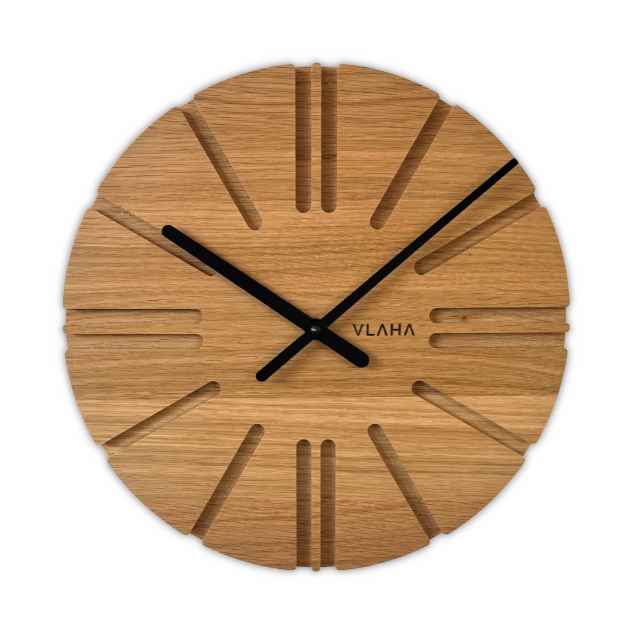 VLAHA Dubové hodiny ATELIER vyrobené v Čechách s černými ručkami ⌀32,5cm