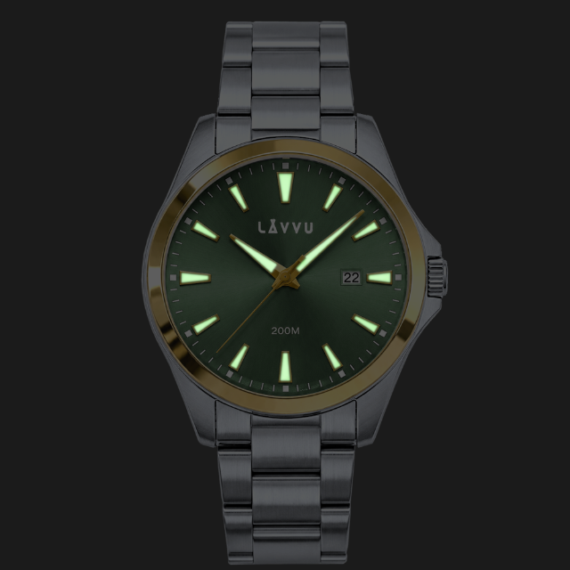 LAVVU 20 ATM Pánské hodinky ISBRYDER Gold-green