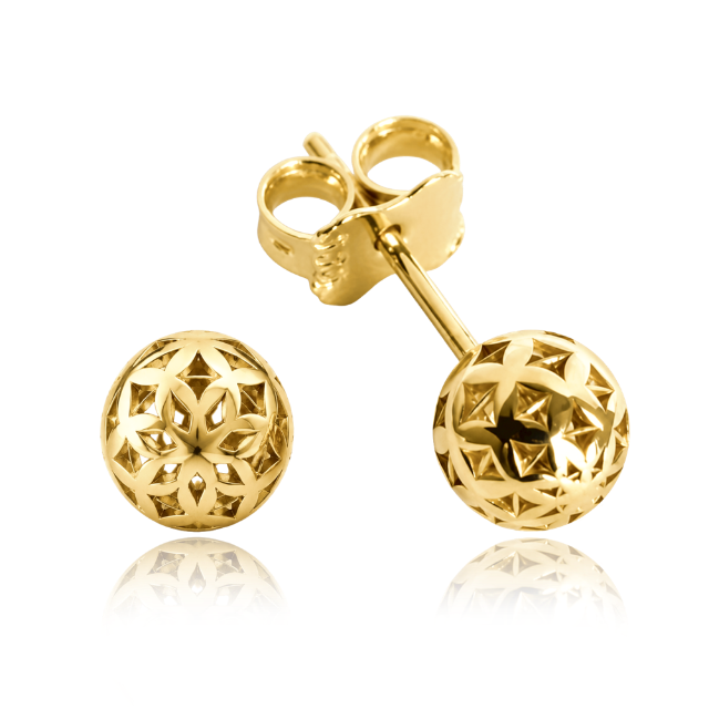 MINET Elegant Gold Ball Earrings Au 585/1000 1,15g