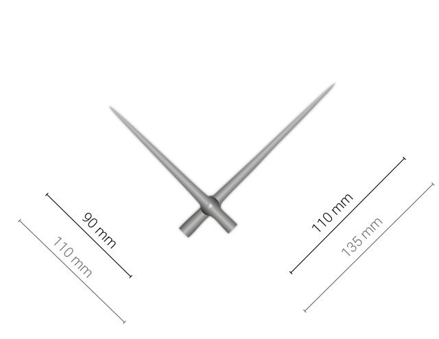 Stříbrné hliníkové ručičky na hodiny 110 mm | 90 mm