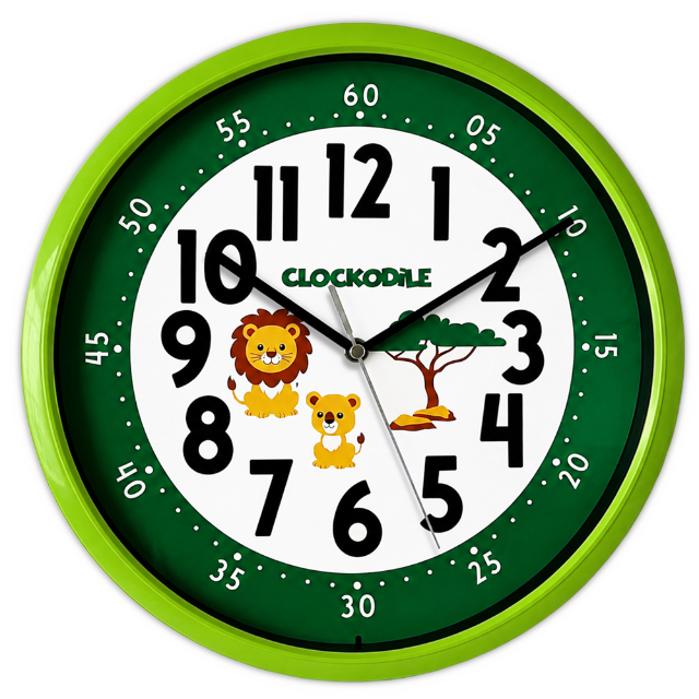 CLOCKODILE Zelené dětské hodiny LEV A LVÍČE - 3 ROKY ZÁRUKA!