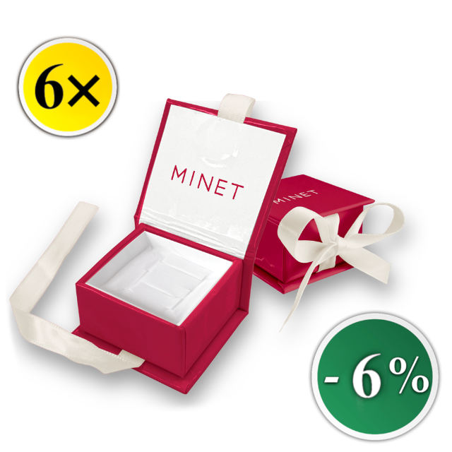 MINET PREMIUM Sada 6 ks Tmavě růžová magnetická krabička na šperky s béžovou stuhou - 5 x 5 x 3 cm - SLEVA 6%