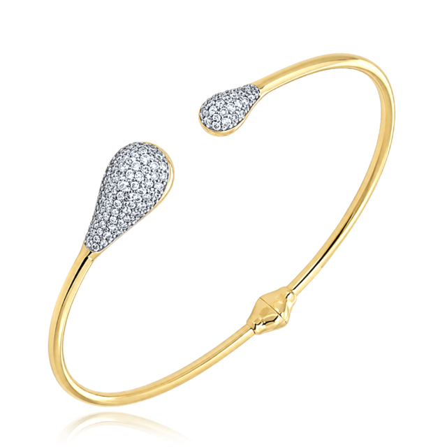 MINET Elegantní zlatý pevný náramek kapka se zirkonem Au 585/1000 4,40g