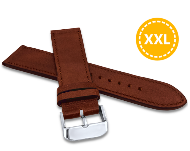 LAVVU XXL Prodloužený prošitý hnědý řemínek VERONA z luxusní kůže Top Grain