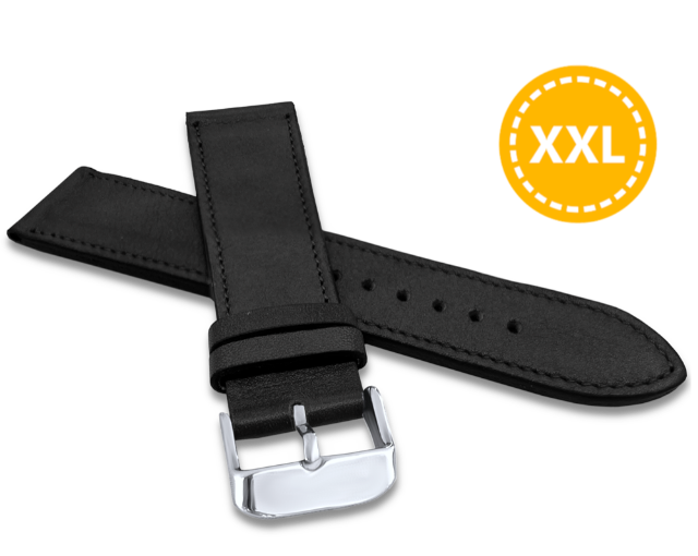 LAVVU XXL Prodloužený prošitý černý řemínek VERONA z luxusní kůže Top Grain